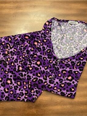 Sleep Junkie Ladies Purple Multicolor PJ Long Sleeve Sleepwear Set Size 2X
